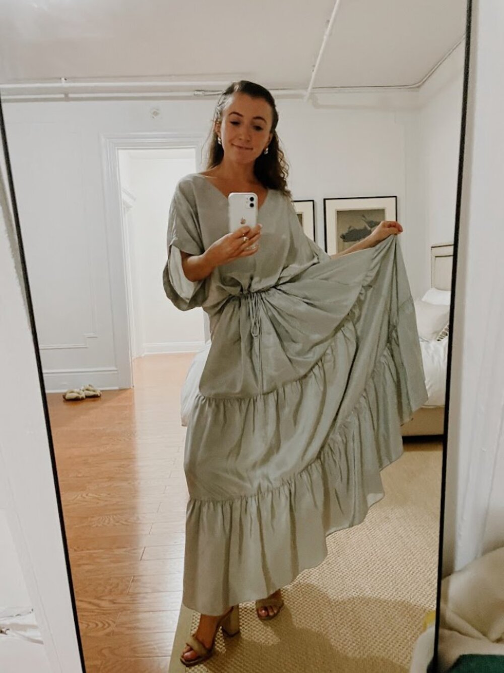 Organic by John Patrick 100% Silk Tiered Maxi Dress One Size - Picture 4 of 5